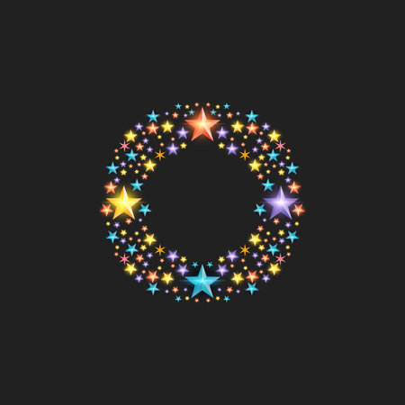 Copy space - color stars in a circle with place for text. Merry Christmas and Happy New Year to everybody. - Vector illustrationのイラスト素材