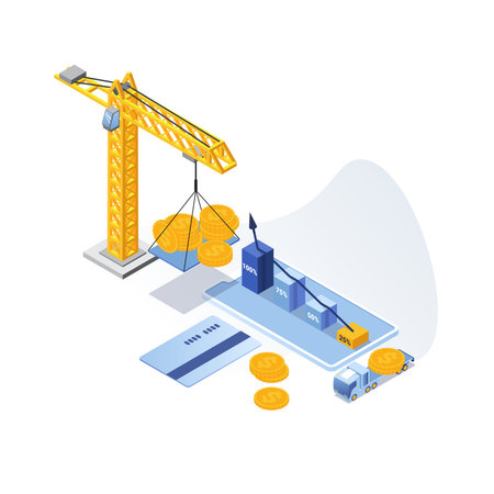 Isometry. Financial success. Online marketing - Vector illustrationのイラスト素材