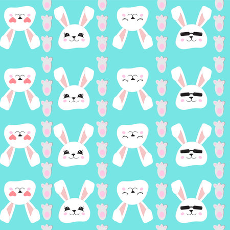 Rabbit face seamless pattern. Easter bunny. Happy bunny. Happy Easter - Vector illustrationのイラスト素材