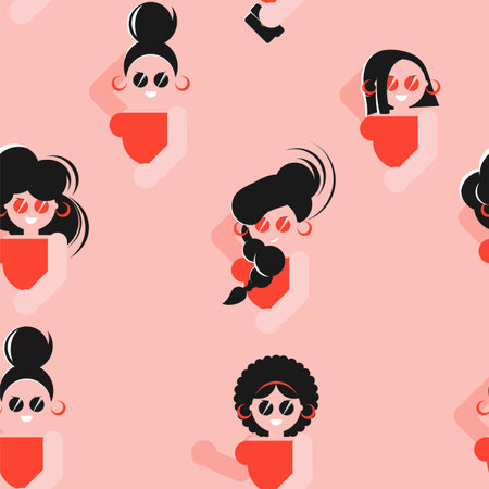 Patern in a flat style with business women.のイラスト素材