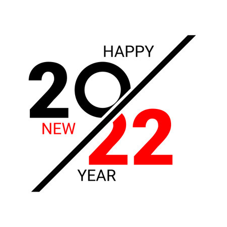 Happy New Year 2022 text design. Cover of business diary for 2022 with wishes. Brochure design template, card, banner. Isolated on white background. Year of the Tiger 2022.のイラスト素材