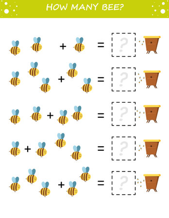 Mathematics educational game for children. Learning counting, addition worksheet for kids.のイラスト素材