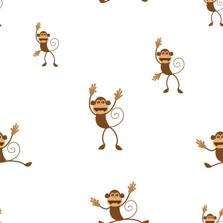 Seamless pattern with funny monkeys. Cheerful, creative monkey character. Character for design.のイラスト素材