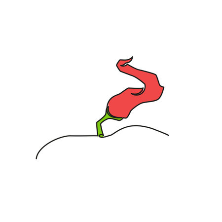 One continuous line drawing vegetables hot peppers, isolated on white background. Healthy eating concept.のイラスト素材