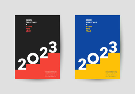 Creative concept of 2023 Happy New Year poster. Design templates with typography 2023. Posters in...