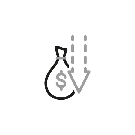 Simple of Money Movement Related Vector Icons. Profit and income drop icon in linear style. Editable vector stroke.のイラスト素材