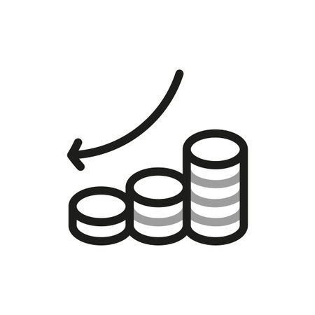 Simple of Coins Related Icons. Loss icon. Contact Us web icons in line style. Editable vector stroke.のイラスト素材