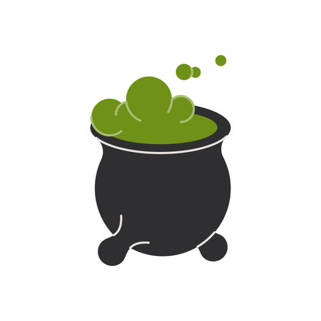 Boiler for Halloween greeting card and poster, party sign. Concept illustration with sign and symbol. Flat design cartoon element.のイラスト素材