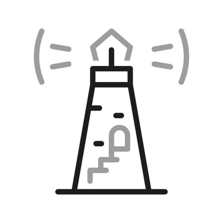 Lighthouse icon. Marine lighthouses, linear icon. Line with editable stroke. Outline of lighthouse vector icon for web design on white background.のイラスト素材