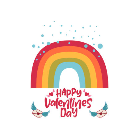 vector illustration. Hand drawn elegant modern brush lettering of Happy Valentines Day on hearts background.のイラスト素材
