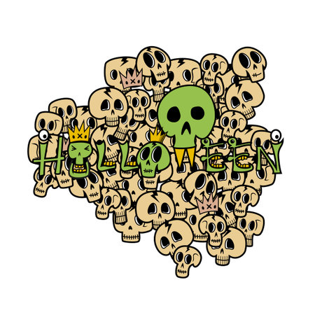 A unique doodle style illustration at the intersection of creepy and cute. The illustration is filled with original characters and thoughtful lines.のイラスト素材