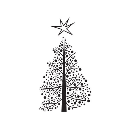Christmas tree set in sketch style. Hand drawn illustration.のイラスト素材
