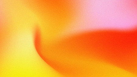 Bold citrus sunset abstract gradient with wave shape. Yellow, orange, red and pink tones with grain...