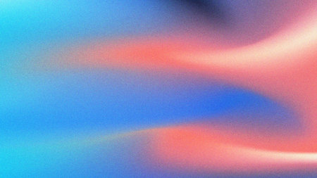 Abstract blurred gradient background with grain texture featuring cyan, blue, purple, pink, and...