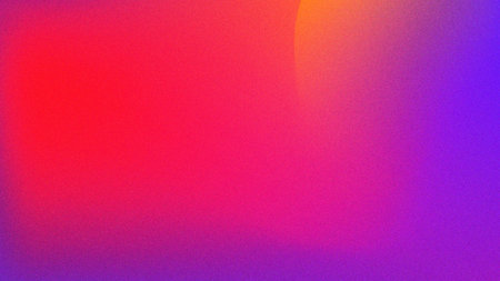 Vibrant abstract gradient with red, purple, orange tones and glowing arc shape. Grain texture. Bold...