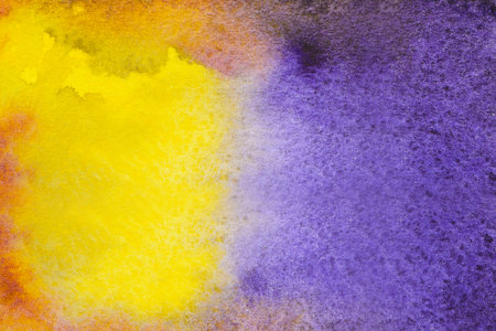 Yellow and purple gradient watercolor background. Abstract watercolor patternの写真素材