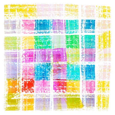 Multicolored watercolor cell brush strokes isolated on white background