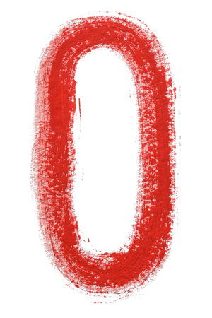 0 - Hand painted red isolated watercolor numbersの写真素材