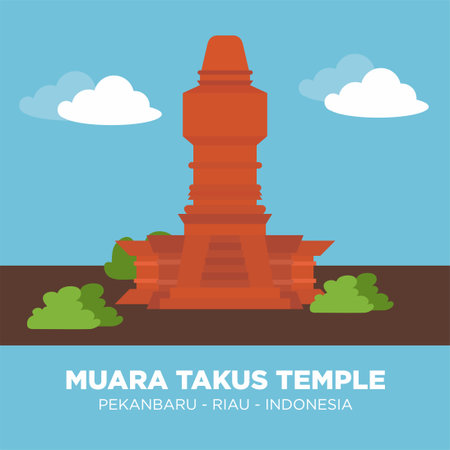 Muara Takus is a temple complex located in Muara Takus Village, Koto Kampar District, Pekanbaru, Riau.のイラスト素材