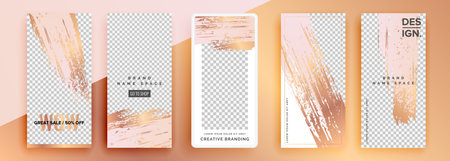 Trendy editable template for social networks stories, vector illustration. Design backgrounds for social media.のイラスト素材
