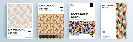 Modern abstract covers set, minimal covers design. Colorful geometric background, vector illustration.のイラスト素材