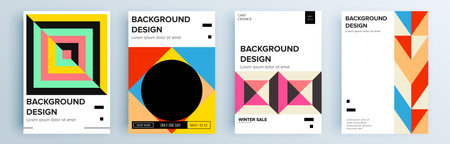 Modern abstract covers set, minimal covers design. Colorful geometric background, vector illustration.のイラスト素材