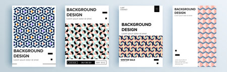 Modern abstract covers set, minimal covers design. Colorful geometric background, vector illustration.のイラスト素材