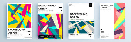 Modern abstract covers set, minimal covers design. Colorful geometric background, vector illustration.のイラスト素材