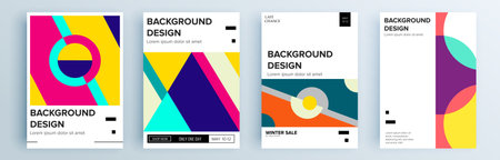 Modern abstract covers set, minimal covers design. Colorful geometric background, vector illustration.のイラスト素材