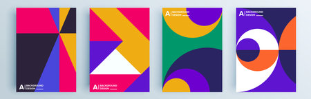 Modern abstract covers set, minimal covers design. Colorful geometric background, vector illustration.のイラスト素材