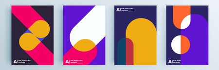 Modern abstract covers set, minimal covers design. Colorful geometric background, vector illustration.のイラスト素材