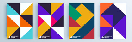 Modern abstract covers set, minimal covers design. Colorful geometric background, vector illustration.のイラスト素材