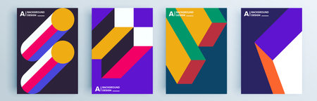 Modern abstract covers set, minimal covers design. Colorful geometric background, vector illustration.のイラスト素材
