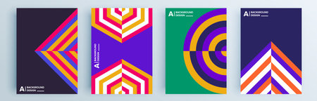 Modern abstract covers set, minimal covers design. Colorful geometric background, vector illustration.のイラスト素材
