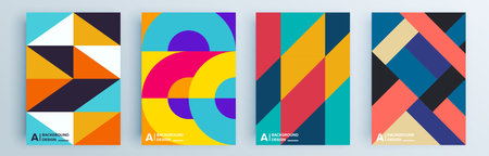 Modern abstract covers set, minimal covers design. Colorful geometric background, vector illustration.のイラスト素材
