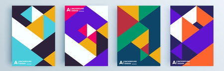 Modern abstract covers set, minimal covers design. Colorful geometric background, vector illustration.のイラスト素材