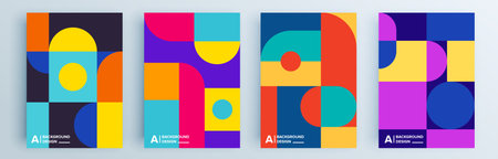 Modern abstract covers set, minimal covers design. Colorful geometric background, vector illustration.のイラスト素材