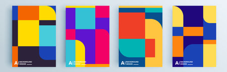 Modern abstract covers set, minimal covers design. Colorful geometric background, vector illustration.のイラスト素材