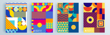 Modern abstract covers set, minimal covers design. Colorful geometric background, vector...