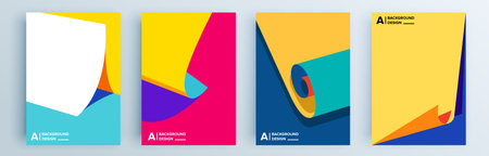 Modern abstract covers set, minimal covers design. Colorful geometric background, vector illustration.のイラスト素材