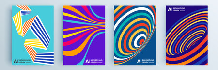 Modern abstract covers set, minimal covers design. Colorful geometric background, vector illustration.のイラスト素材