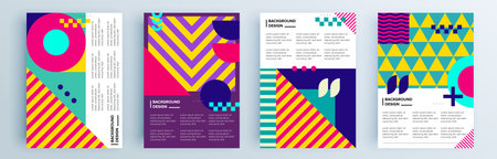 Modern abstract covers set, minimal covers design. Colorful geometric background, vector illustration.のイラスト素材