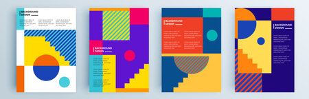 Modern abstract covers set, minimal covers design. Colorful geometric background, vector illustration.のイラスト素材
