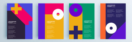 Modern abstract covers set, minimal covers design. Colorful geometric background, vector illustration.のイラスト素材