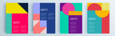 Modern abstract covers set, minimal covers design. Colorful geometric background, vector illustration.のイラスト素材