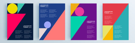 Modern abstract covers set, minimal covers design. Colorful geometric background, vector illustration.のイラスト素材