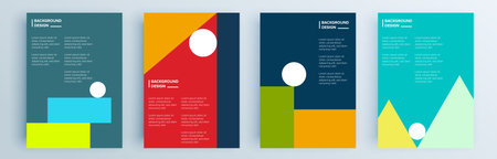 Modern abstract covers set, minimal covers design. Colorful geometric background, vector illustration.のイラスト素材