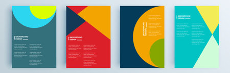 Modern abstract covers set, minimal covers design. Colorful geometric background, vector illustration.のイラスト素材