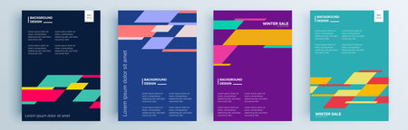 Modern abstract covers set, minimal covers design. Colorful geometric background, vector illustration.のイラスト素材