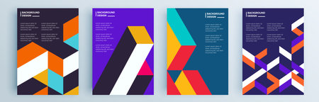 Modern abstract covers set, minimal covers design. Colorful geometric background, vector illustration.のイラスト素材